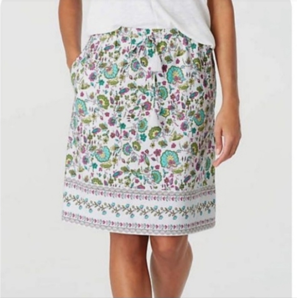 J. Jill Floral Tassel Tie Pull On Skirt M